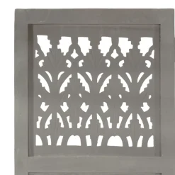 vidaXL Kamerscherm 3 panelen handgesneden 120x165 cm mangohout grijs