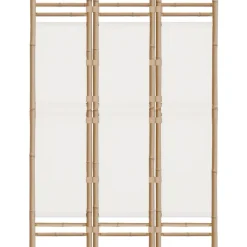 vidaXL Kamerscherm 3-panelen inklapbaar 120 cm bamboe en canvas