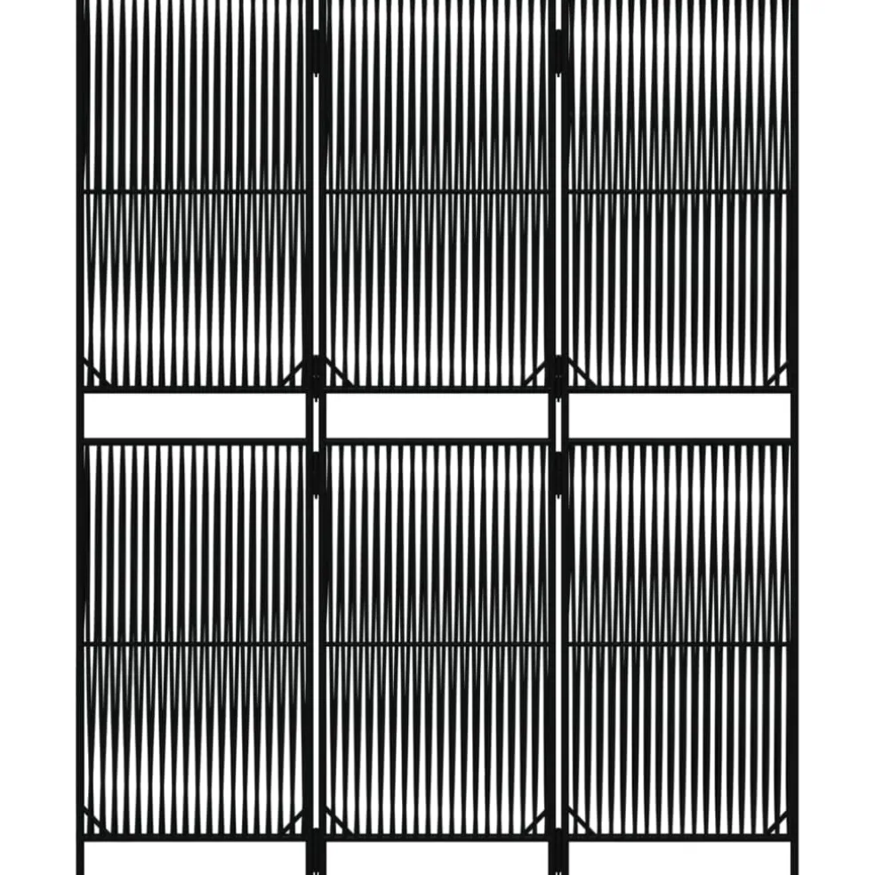 vidaXL Kamerscherm 3 panelen poly rattan zwart