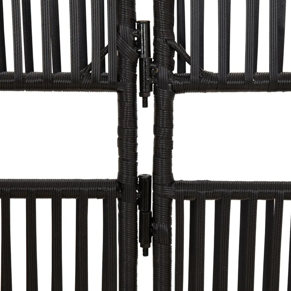 vidaXL Kamerscherm 3 panelen poly rattan zwart