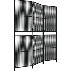vidaXL Kamerscherm 3 panelen poly rattan zwart