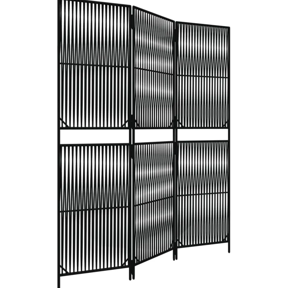vidaXL Kamerscherm 3 panelen poly rattan zwart