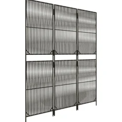 vidaXL Kamerscherm 3 panelen poly rattan grijs