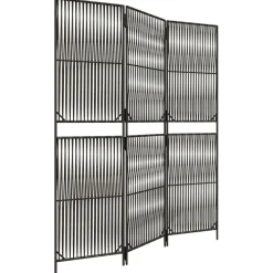 vidaXL Kamerscherm 3 panelen poly rattan grijs