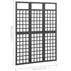 vidaXL Kamerscherm/trellis met 3 panelen 121x180 cm vurenhout zwart