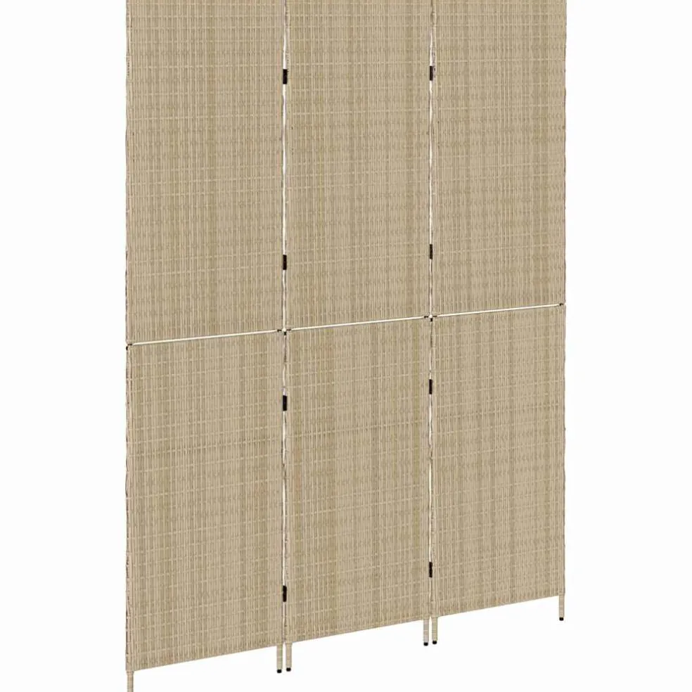vidaXL Kamerverdeler Beige 147 x 180 cm poly rattan