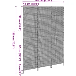 vidaXL Kamerverdeler Beige 147 x 180 cm poly rattan
