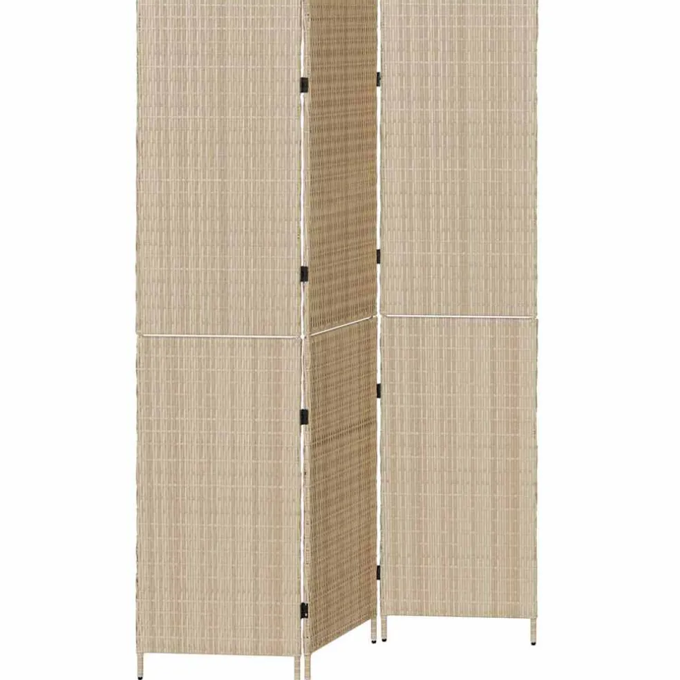 vidaXL Kamerverdeler Beige 147 x 180 cm poly rattan