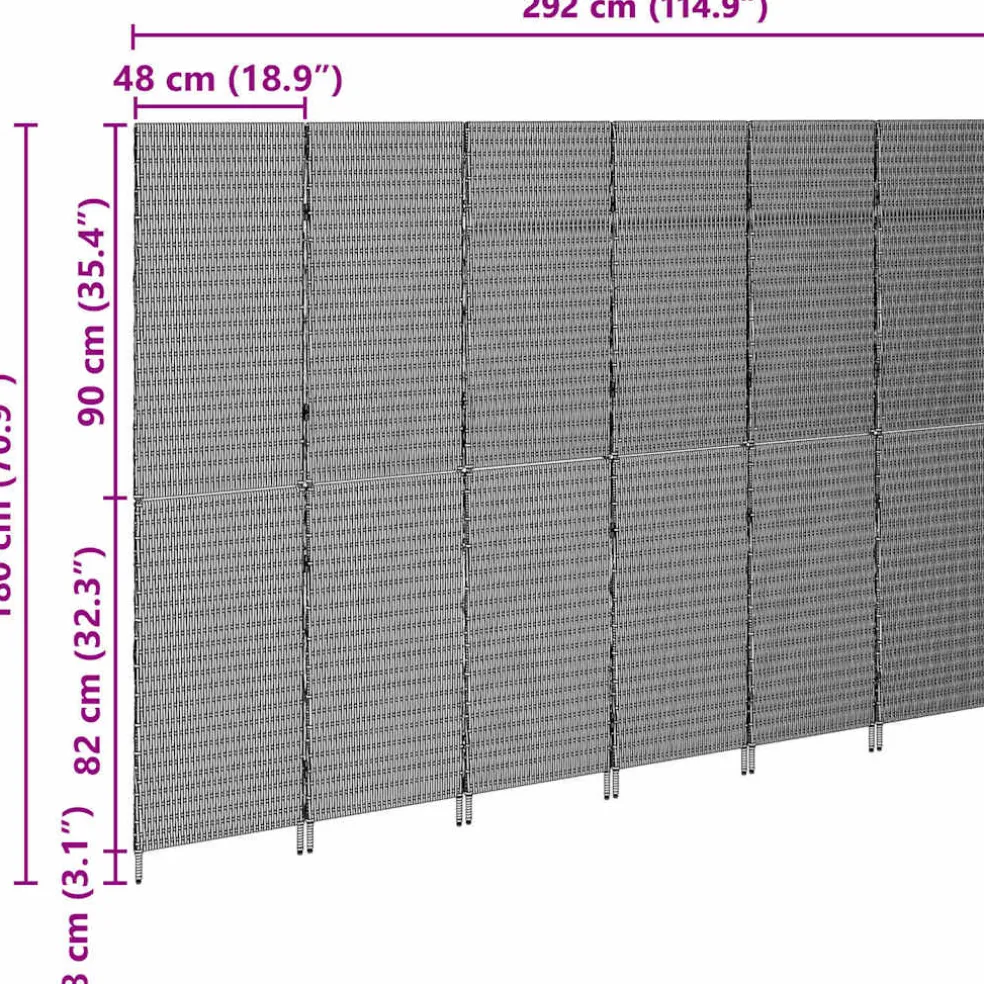 vidaXL Kamerverdeler Beige 292 x 180 cm poly rattan