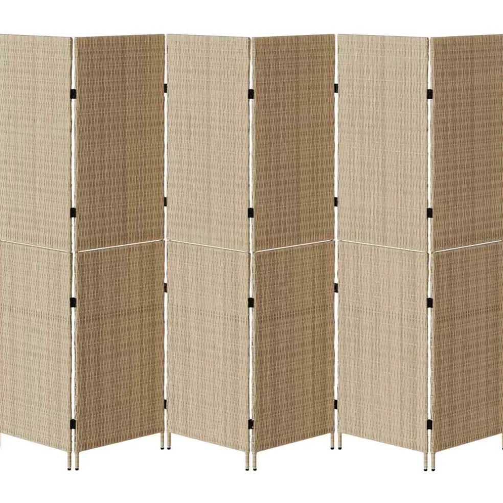 vidaXL Kamerverdeler Beige 292 x 180 cm poly rattan