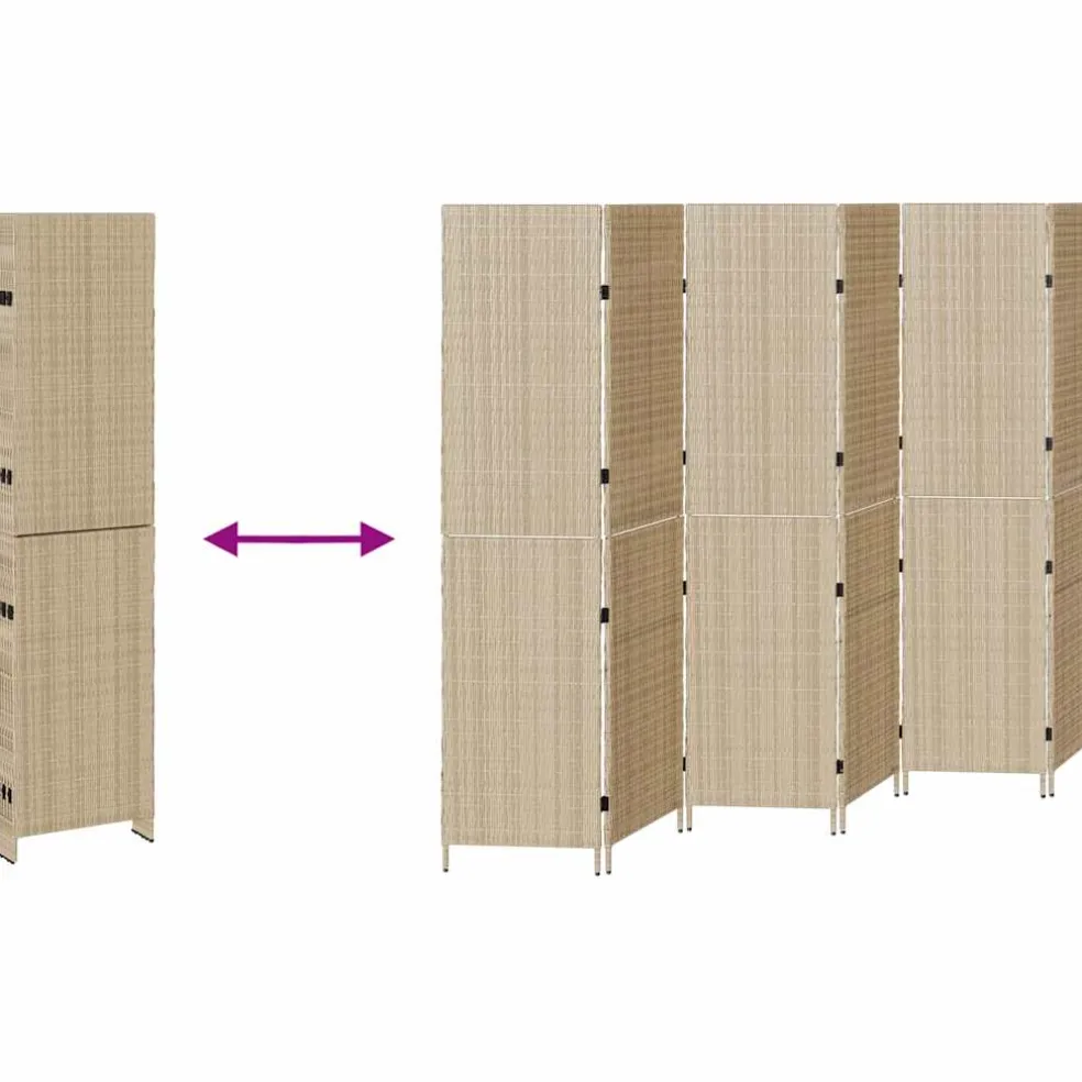 vidaXL Kamerverdeler Beige 292 x 180 cm poly rattan