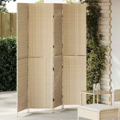 vidaXL Kamerverdeler Beige 195 x 200 cm poly rattan