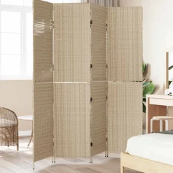 vidaXL Kamerverdeler Beige 195 x 200 cm poly rattan