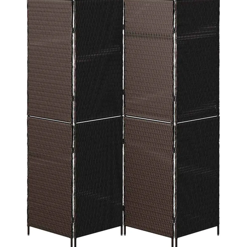 vidaXL Kamerverdeler Bruin 195 x 180 cm poly rattan