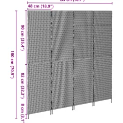 vidaXL Kamerverdeler Grijs 195 x 180 cm poly rattan