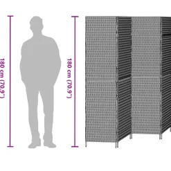 vidaXL Kamerverdeler Grijs 195 x 180 cm poly rattan
