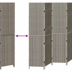 vidaXL Kamerverdeler Grijs 195 x 180 cm poly rattan