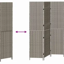 vidaXL Kamerverdeler Grijs 146 x 180 cm poly rattan