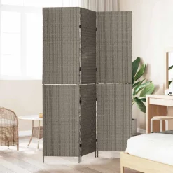 vidaXL Kamerverdeler Grijs 146 x 180 cm poly rattan