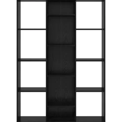 vidaXL Kamerverdeler Zwart Eiken 100 x 24 x 140 cm Bewerkt hout