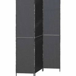 vidaXL Kamerverdeler Zwart 146 x 180 cm poly rattan