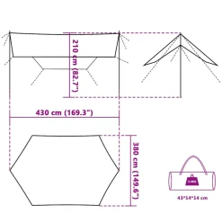 vidaXL Kampeerluifel waterdicht 430x380x210 cm groen