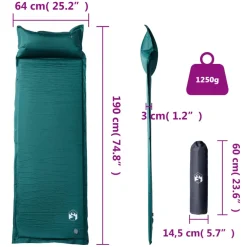vidaXL Kampeermatras met kussen zelfopblazend 1-persoons groen