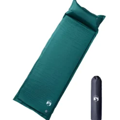 vidaXL Kampeermatras met kussen zelfopblazend 1-persoons groen