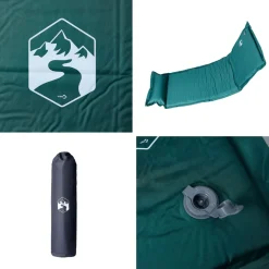 vidaXL Kampeermatras met kussen zelfopblazend 1-persoons groen