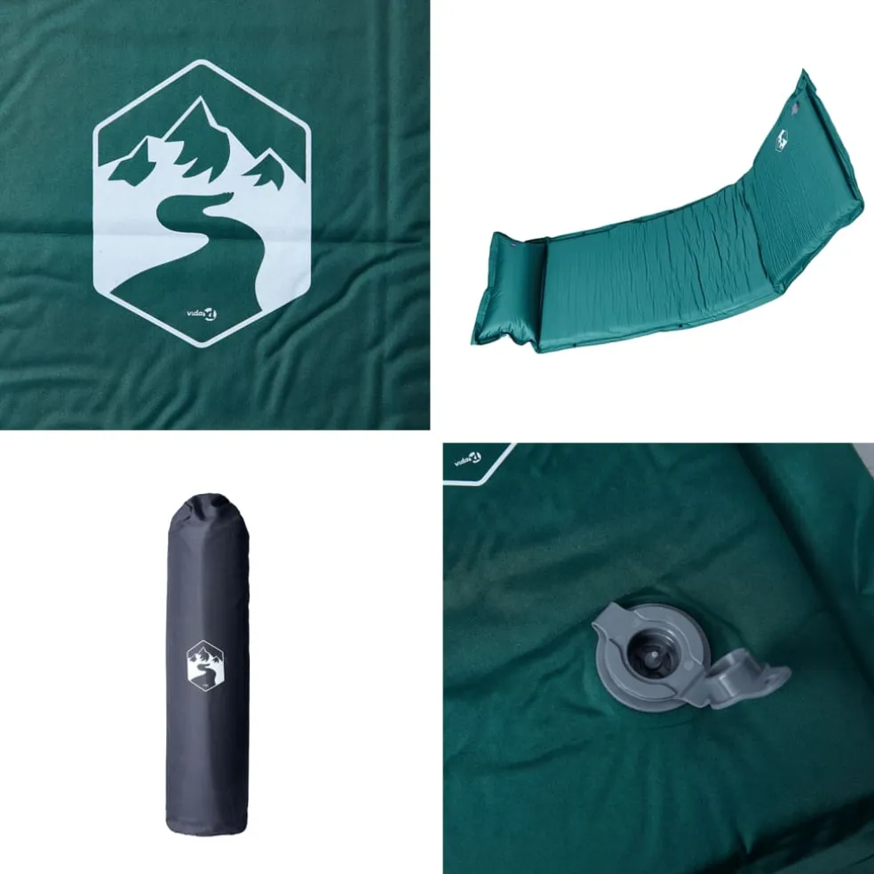 vidaXL Kampeermatras met kussen zelfopblazend 1-persoons groen