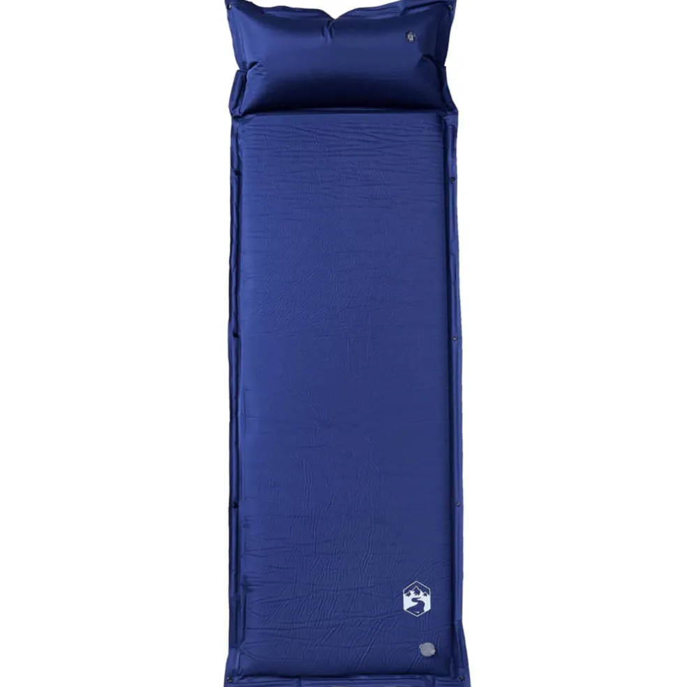 vidaXL Kampeermatras met kussen zelfopblazend 1-persoons marineblauw