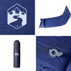 vidaXL Kampeermatras met kussen zelfopblazend 1-persoons marineblauw