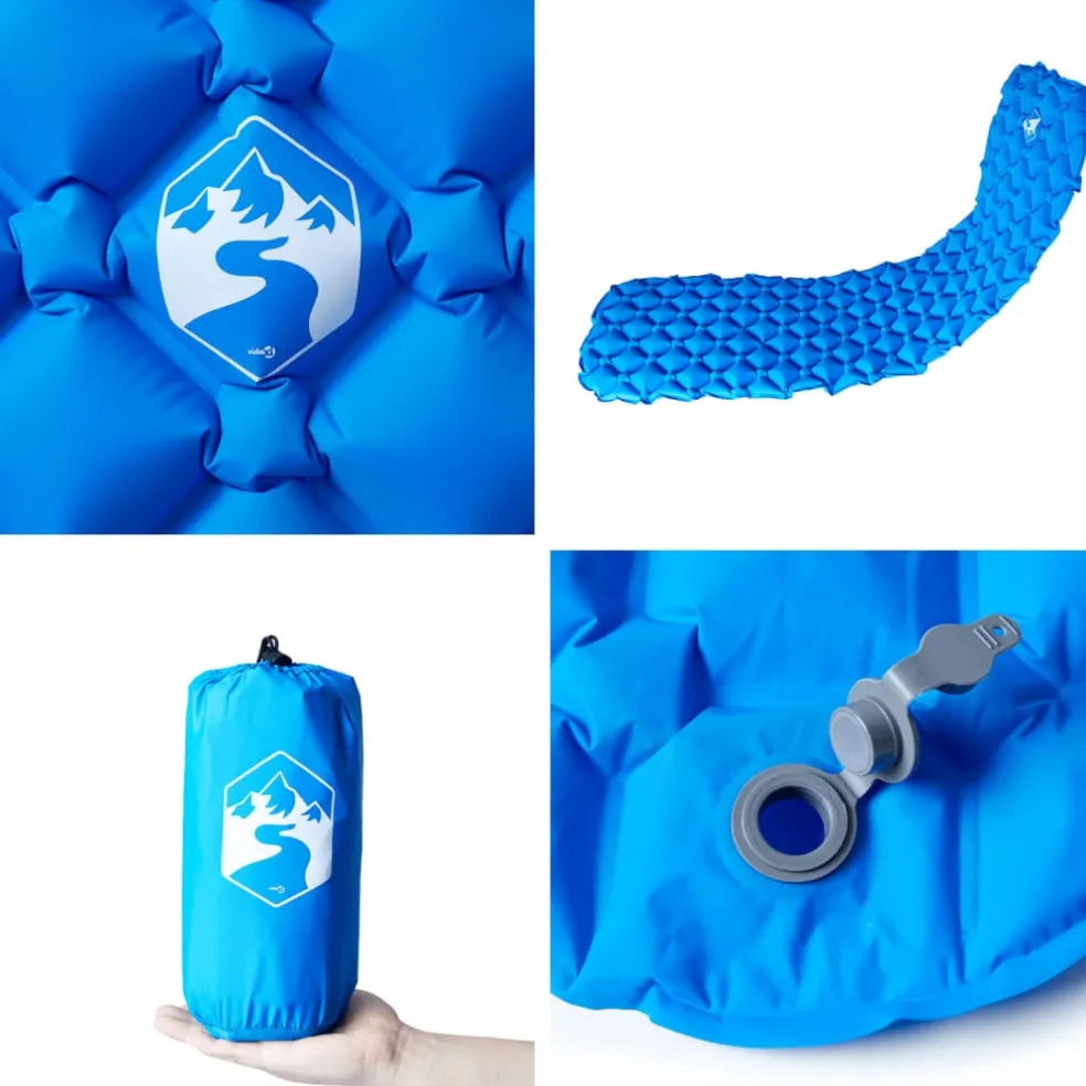 vidaXL Kampeermatras opblaasbaar 190x58x6 cm 1-persoons blauw