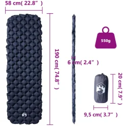 vidaXL Kampeermatras opblaasbaar 190x58x6 cm 1- persoons grijs