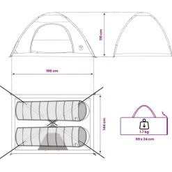 vidaXL Kamperen tent 2-persoons Legergroen