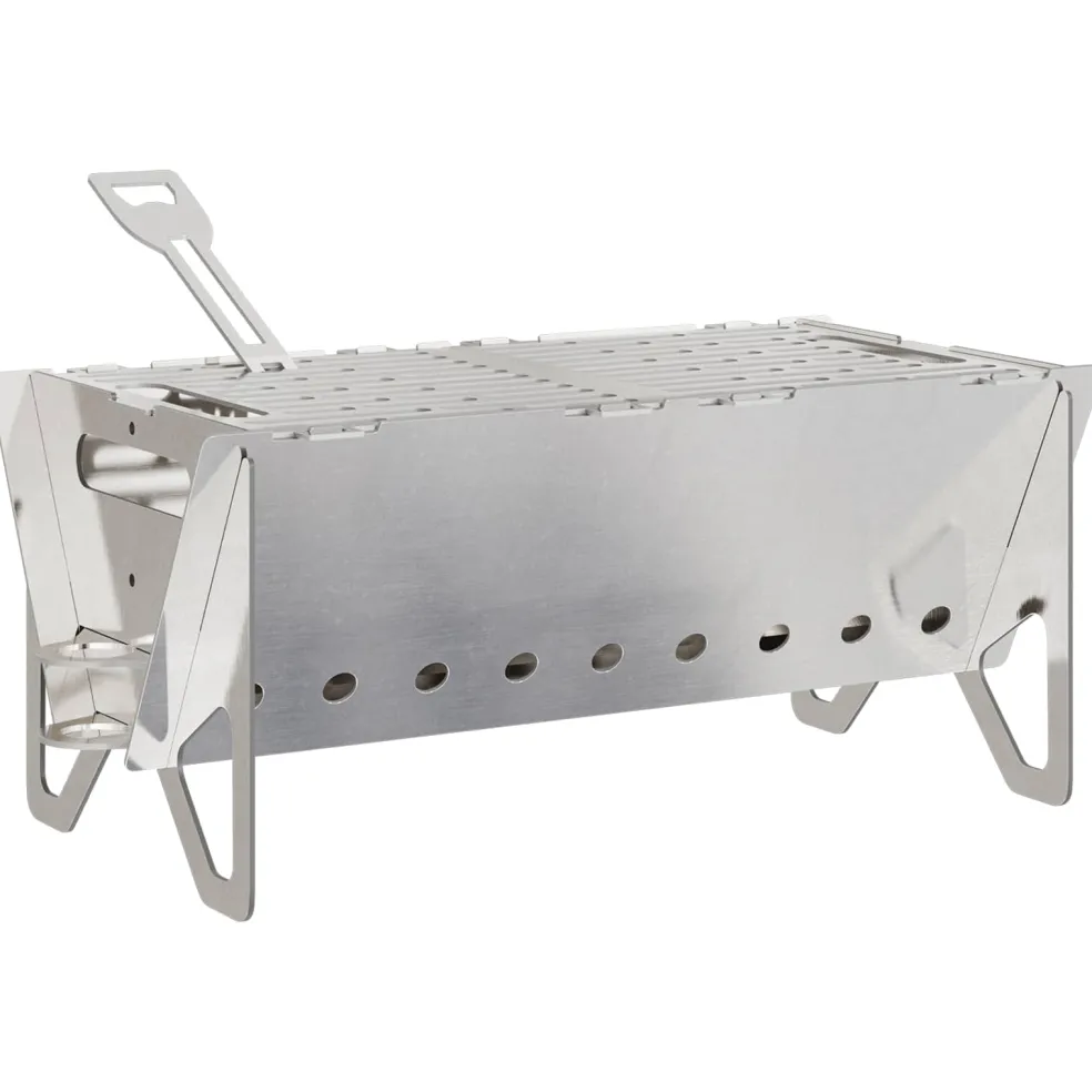 vidaXL Kampvuurplaats 42 x 22 x 18 cm Roestvrij staal Zilverkleurig