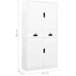 vidaXL Kantoorkast 90x40x180 cm staal wit