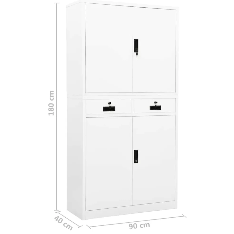 vidaXL Kantoorkast 90x40x180 cm staal wit