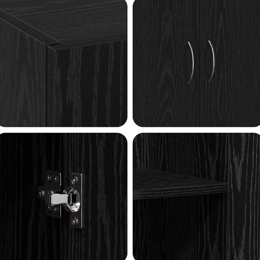 vidaXL Kantoorkast Zwart eiken 70 x 32 x 77.5 cm Bewerkt hout