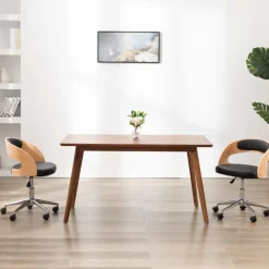 vidaXL Kantoorstoel draaibaar gebogen hout en kunstleer zwart