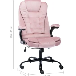 vidaXL Kantoorstoel fluweel roze