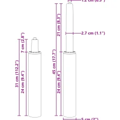 vidaXL Kantoorstoel gascilinder Zwart 307-447 mm IJzer