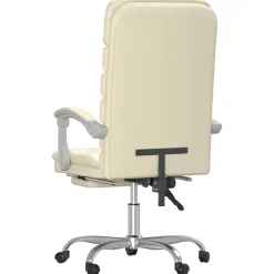 vidaXL Kantoorstoel massage verstelbaar kunstleer crèmekleurig