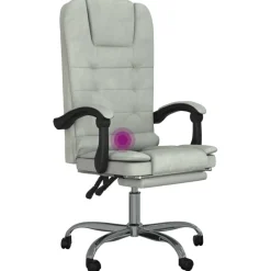 vidaXL Kantoorstoel massage verstelbaar fluweel lichtgrijs