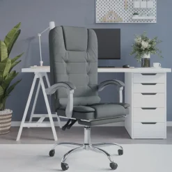 vidaXL Kantoorstoel massage verstelbaar stof donkergrijs