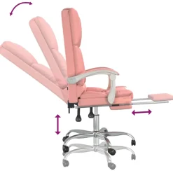 vidaXL Kantoorstoel massage verstelbaar kunstleer roze