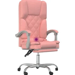 vidaXL Kantoorstoel massage verstelbaar kunstleer roze
