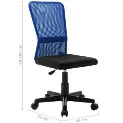 vidaXL Kantoorstoel 44x52x100 cm mesh stof zwart en blauw