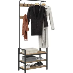 vidaXL Kapstok Artisanaal eiken 75 x 34 x 184 cm Bewerkt hout