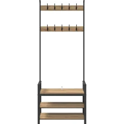 vidaXL Kapstok Artisanaal eiken 75 x 34 x 184 cm Bewerkt hout